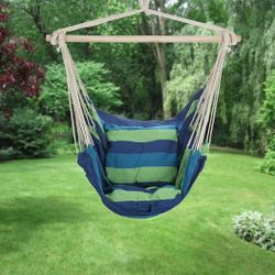 Hanging Rope Hammock Chair Blue & Green Stripes *BRAND NEW* 1/$20 or 2/$35