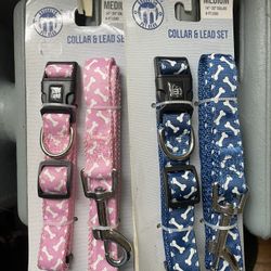 2 Brooklyn Pet Gear MEDIUM Pet Collar & Leash 