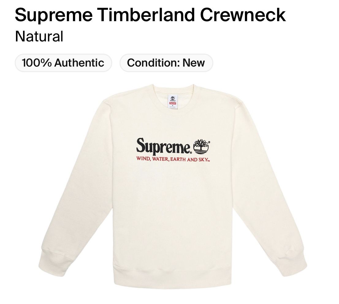 Brand New Supreme X Timberland Crewneck Size M