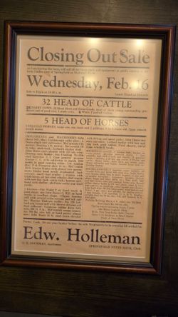 Vintage Framed Farm Closing Out Sale Auction Broadside – Edw. Holeman – Springfield