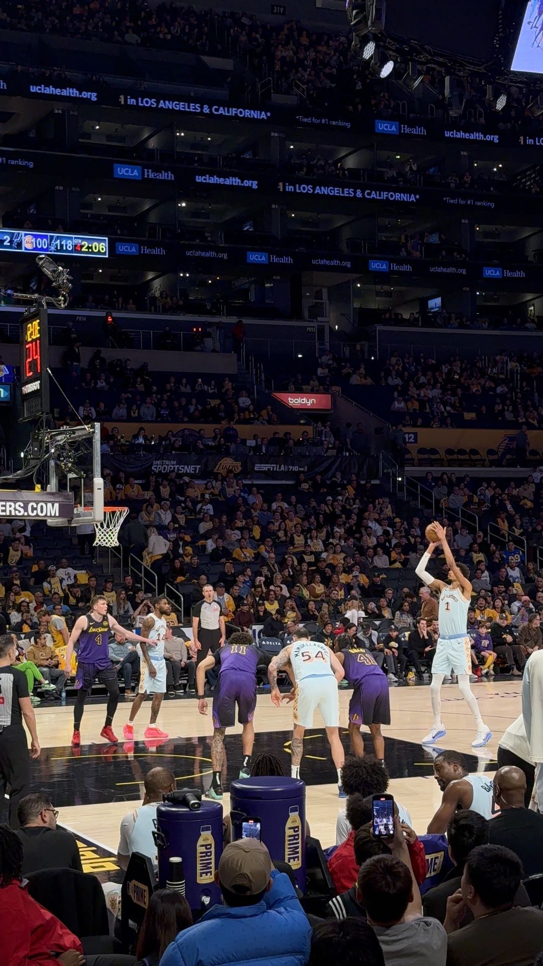 LA Lakers vs. Houston Rockets KD Xmas 12/25 Lower Level Floor Section 103