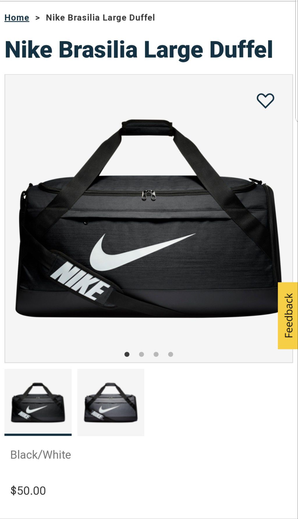 Brand New Large Nike Brasilia Duffle Bag