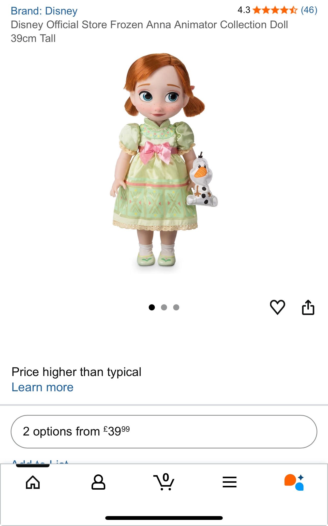 Disney Frozen 2 Animators Collection Anna Doll - Disney store