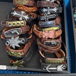 Leather adjustable Bracelets, Gilmer 