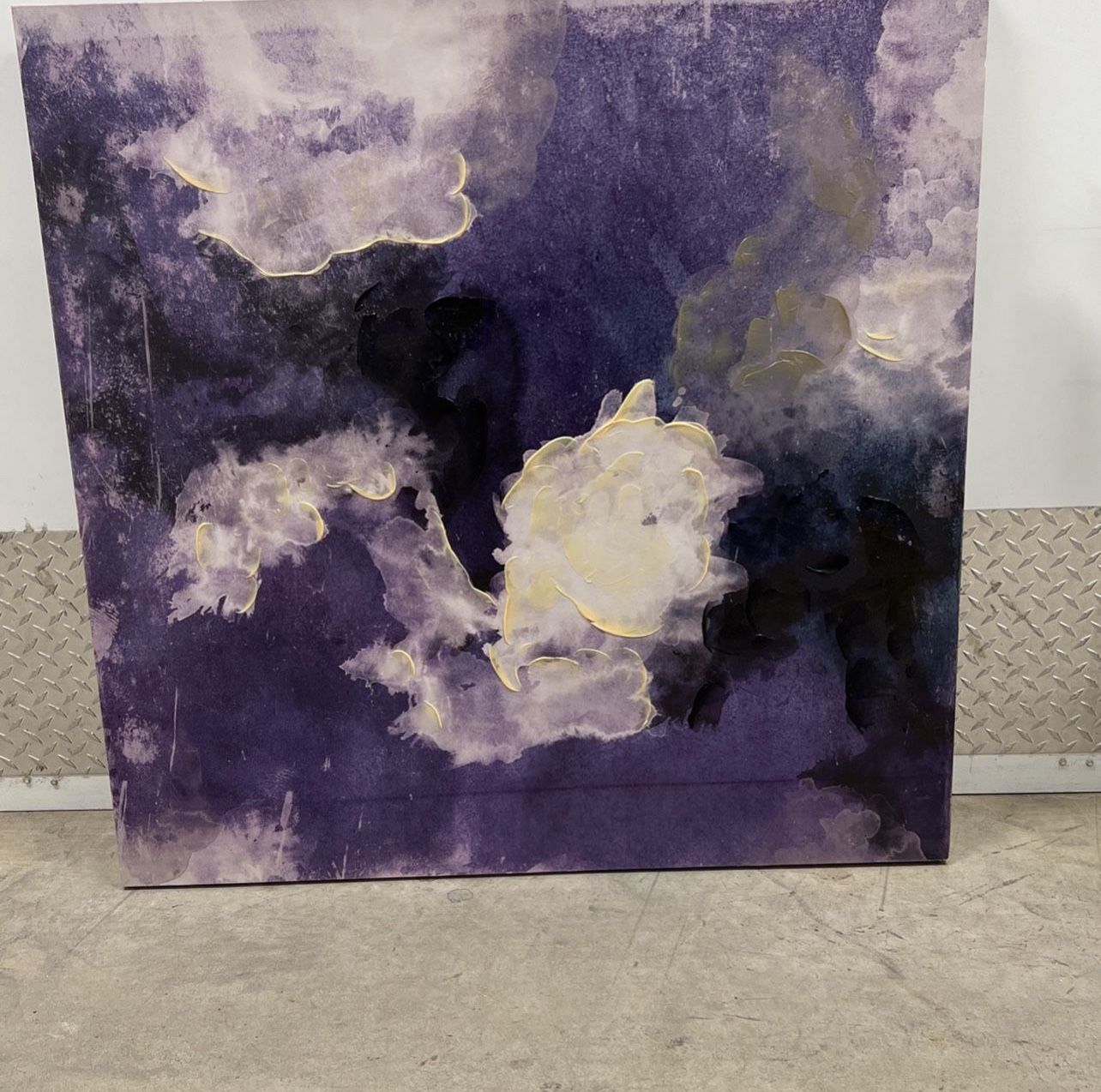 Large Purple Abstract Art 3 feet X 3 feet - BIG!