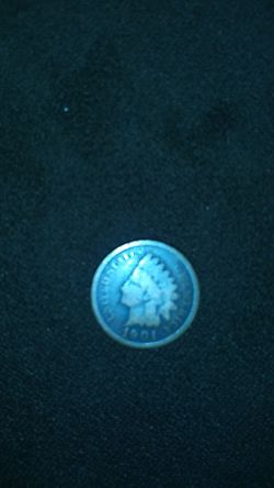 Old 1901 Indian head copper penny