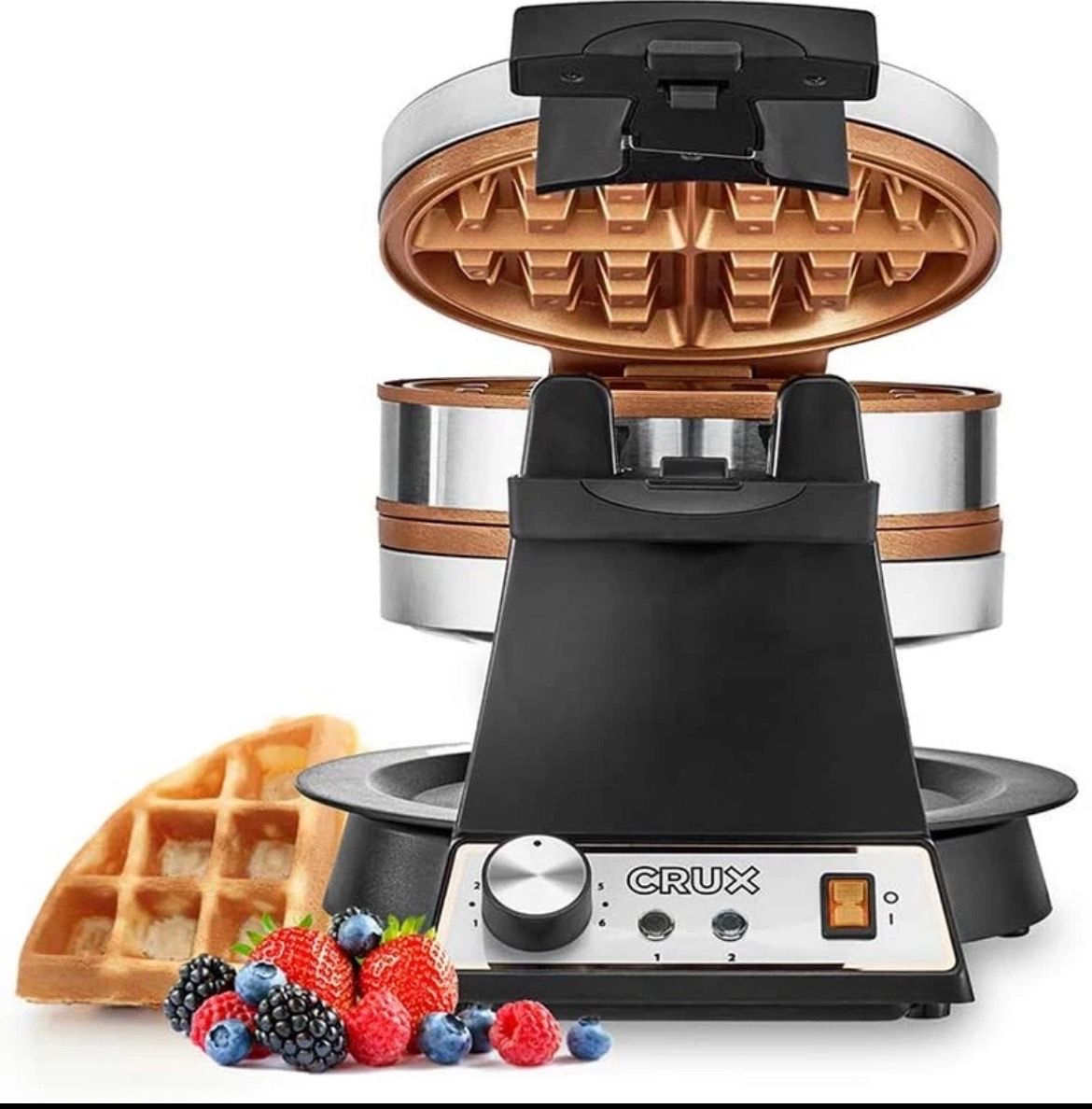 Crux Artisan Series Double Rotating Belgian Waffle Maker