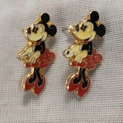 Vintage Disney Minnie Mouse Swirl Skirt Earrings!