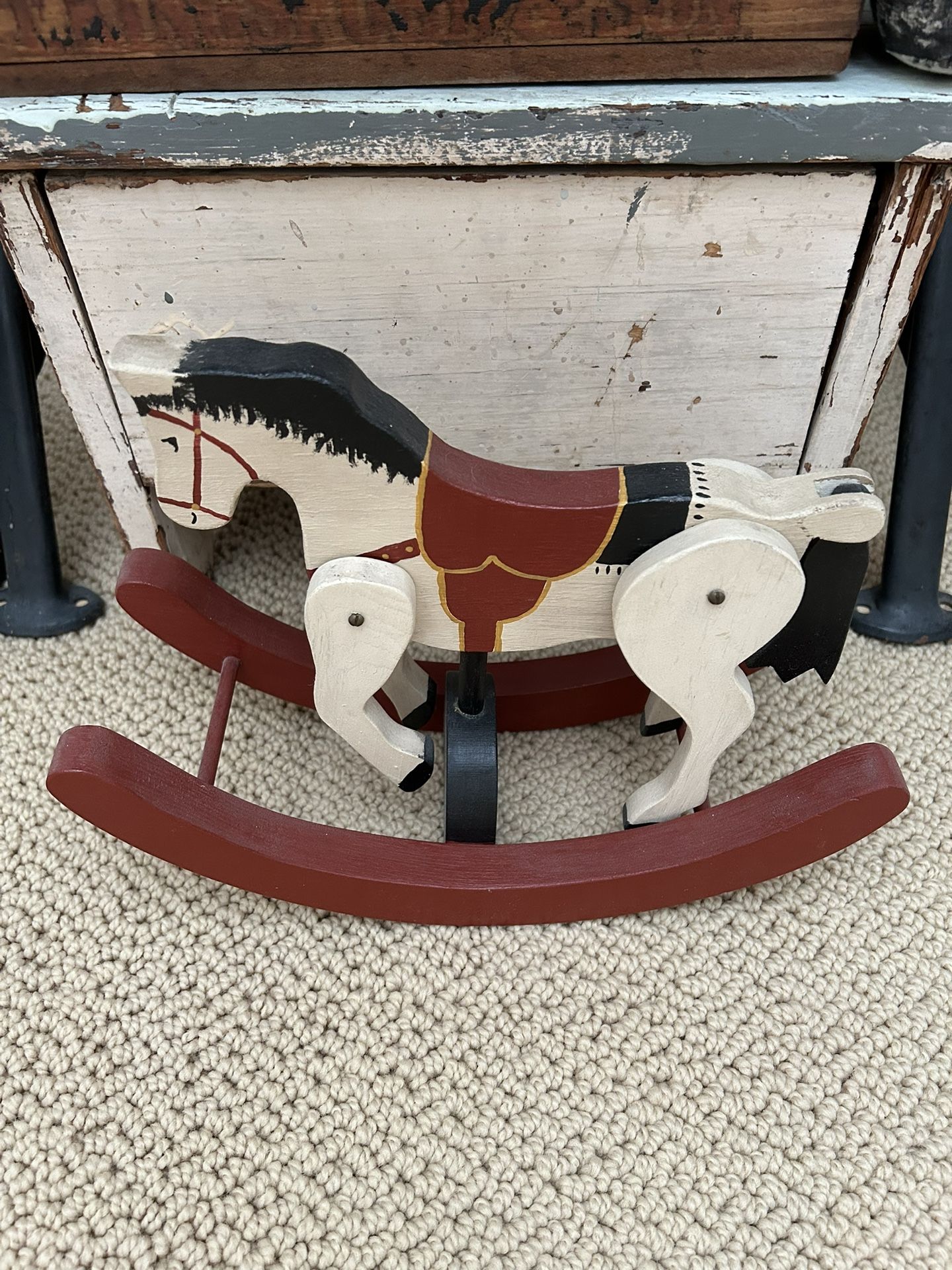 Vintage Hand Made & Painted Rocking Horse Nursery Decor