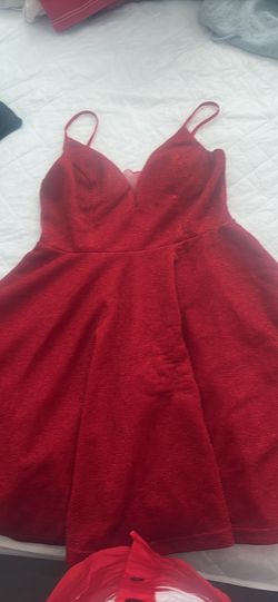 Red Sparkly V-Neck Dress