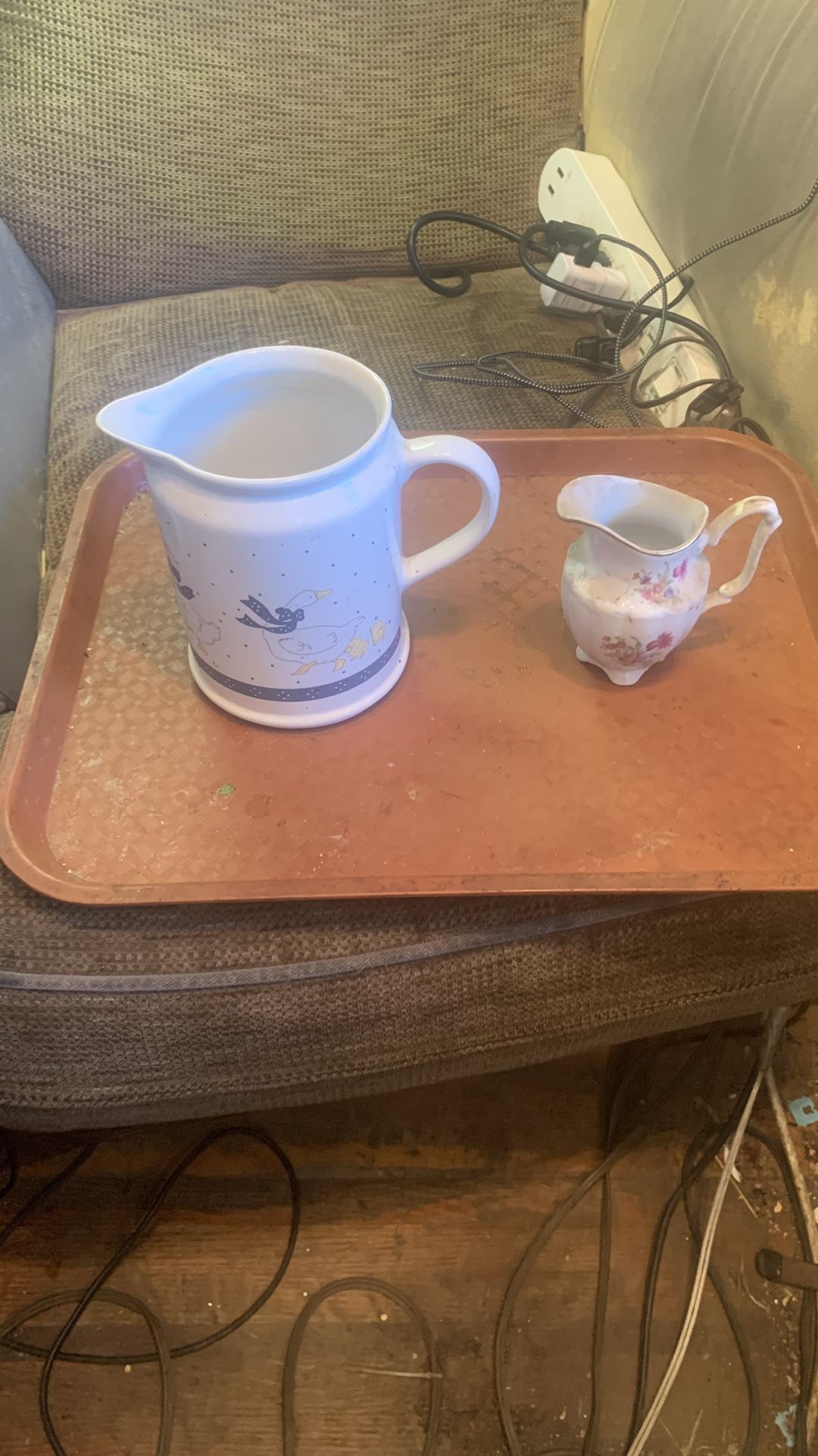 Pretty Porcelain Pitcher And Milk Server