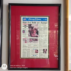 Chicago Bulls Framed Newspaper Article Wall Hanging