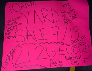 YARD SALE 10am 7/19/2026 2126 Euclid ave national city