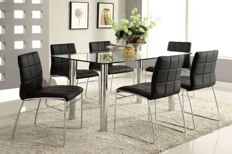 Brand New Black Modern Style 7pc Dining Table Set