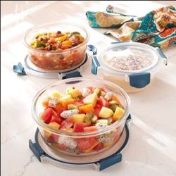 Set de 3 pzs de cristal con tapaderas