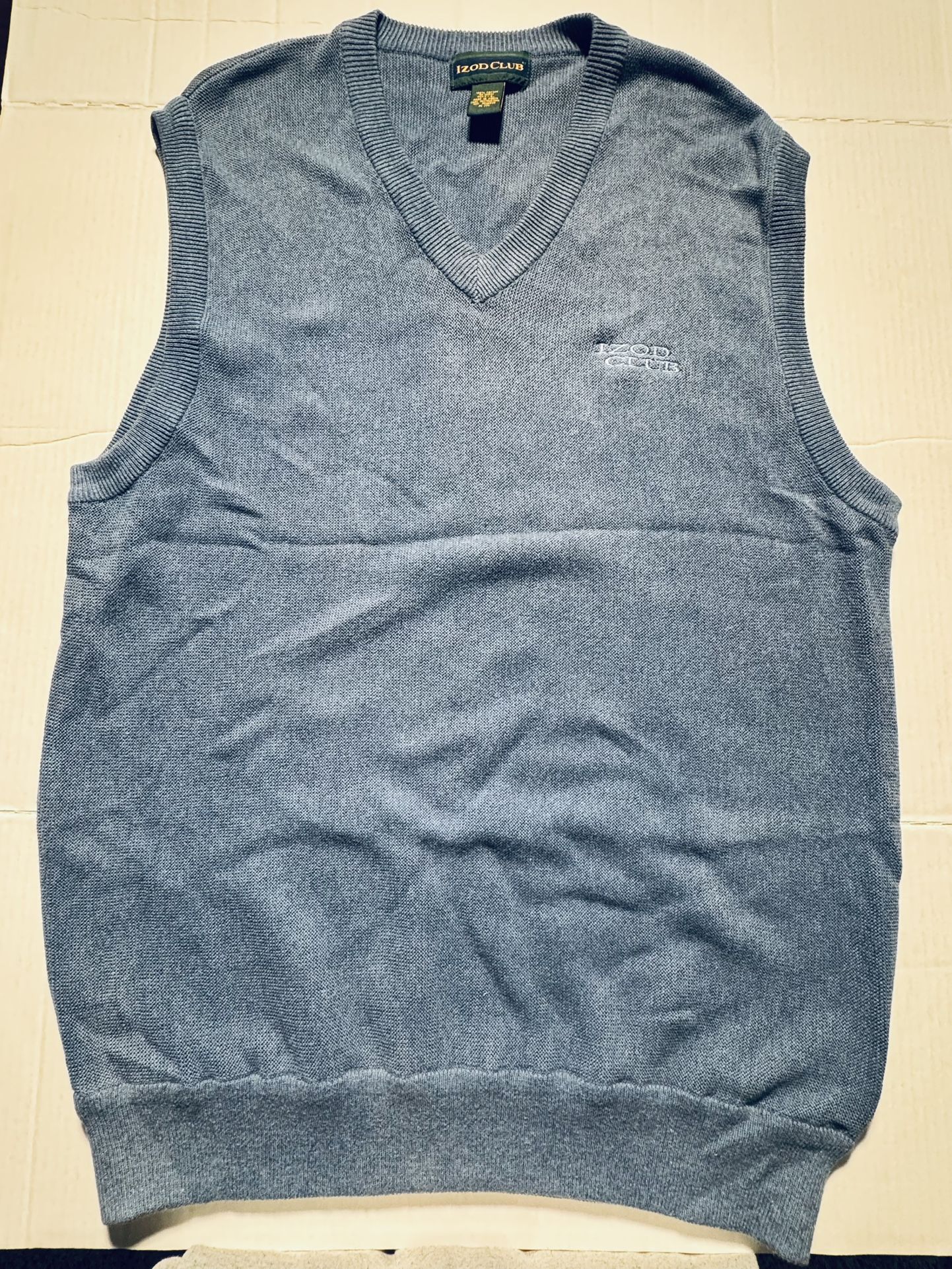 Pre Owned Izod Club Sweater Vest Golf Sleeveless V Neck Light Blue Men Size XL