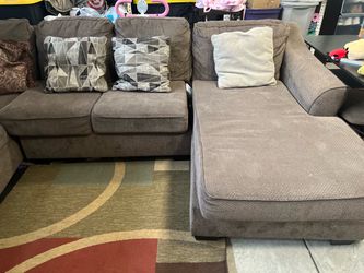 Brown Fabric Sectional Sofa with Chaise