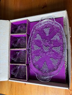 Vintage Anchor Hocking Grape Snack Set