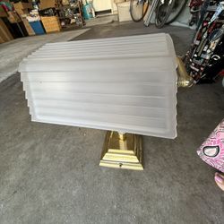 Elegant vintage brass table lamp with heavy duty frosted glass shade. Please,  “I am NOT RESPONDING IF YOU ASK, this is still available.”Yes! If I the