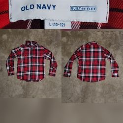 Kids Old Navy Bulit In Flex Red Plaid Shirt