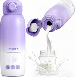 Portable Bottle Warmer for Travel - 12oz Portable Milk Warmer with Dual Heating Modes for Breast Milk & Water Fast Heating Smart Temperature Control f