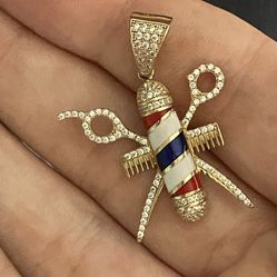 14kt Gold Barber Pendant 