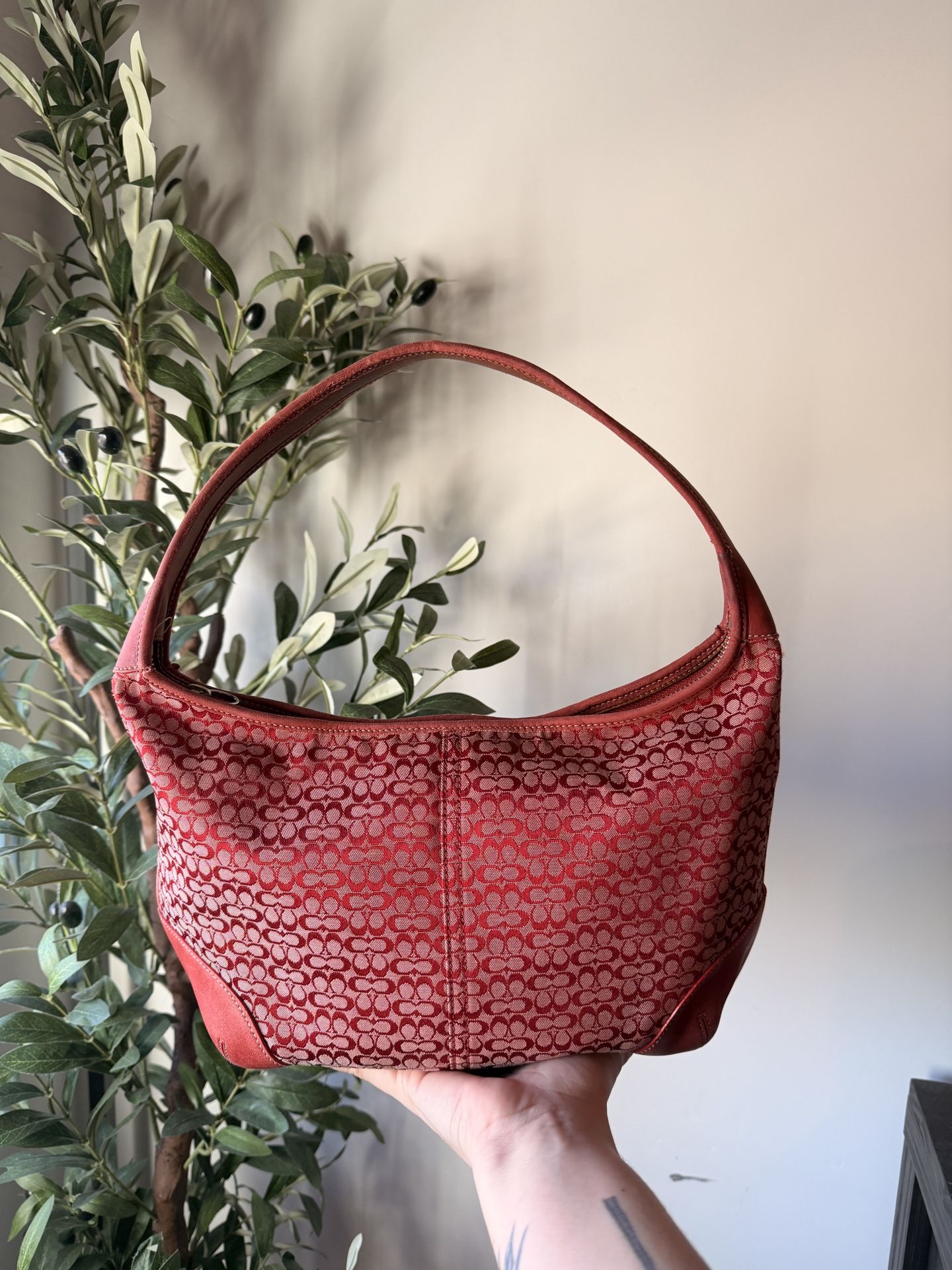 Vintage Coach Soho Large Hobo bag — rare red signature canvas + genuine leather combo