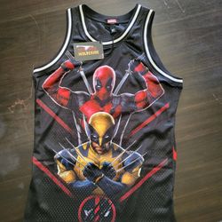 *NEW* Marvel Deadpool VS Wolverine Jersey Lids Print Tank Top Red Black Mens Medium with Tags
