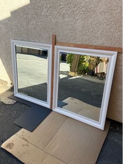Two Wall Mirrors With White frame