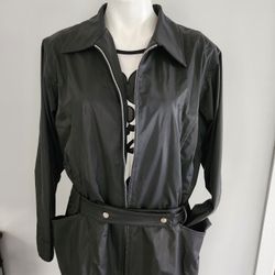 Black Leatherlike Women's Coat