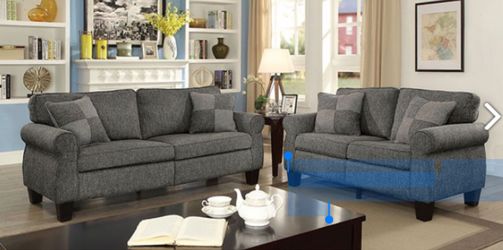 2 Piece Grey Sofa And Love Seat Set