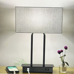 20” 2Pack Touch Control Table Lamps with USB & AC Ports