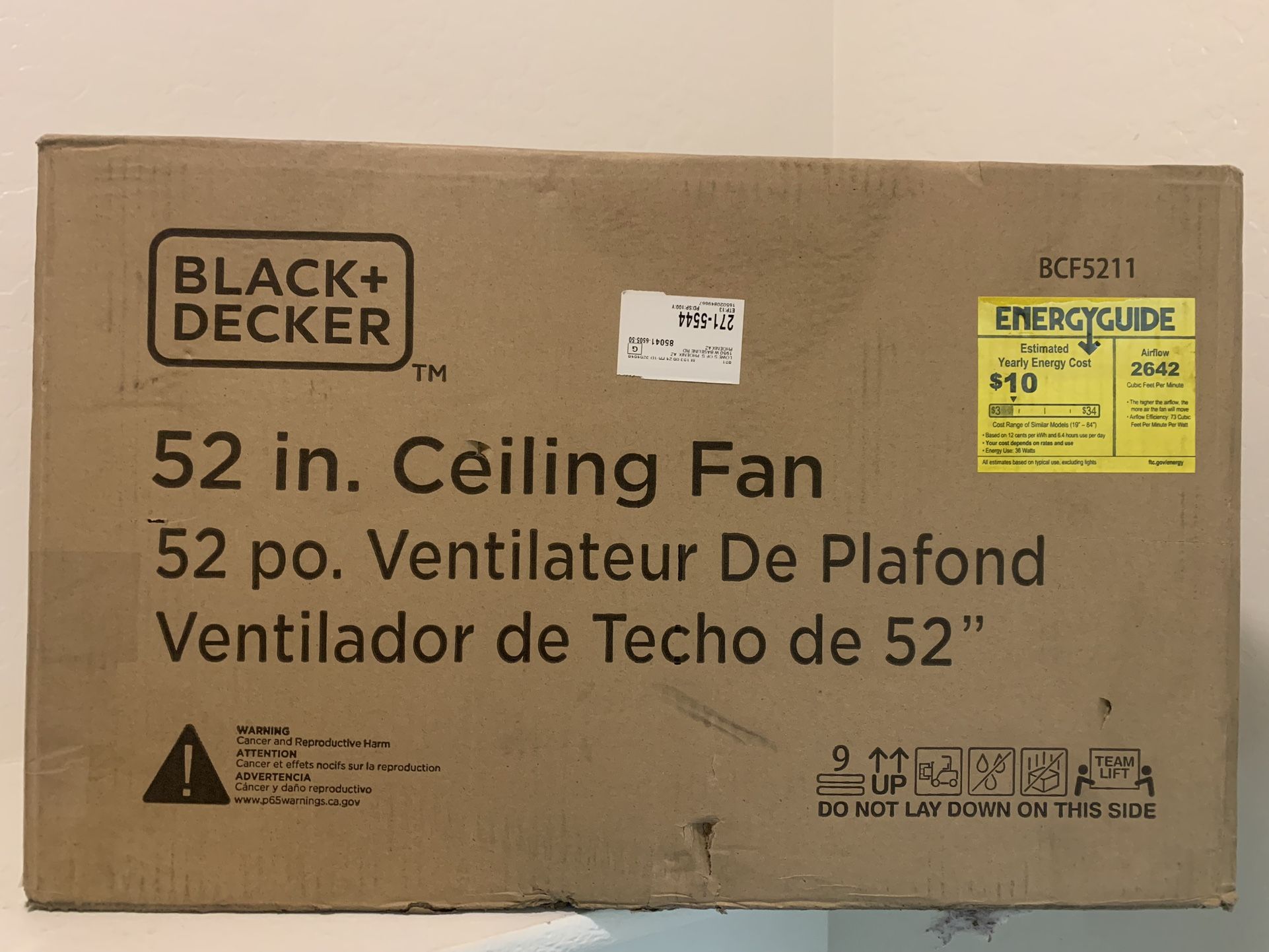 Black+decker BCF5211 Ceiling Fan 52 inch, Brown