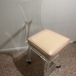 Vintage Acrylic Lucite Vanity Stool Chair Mid Century Thick Eams Era