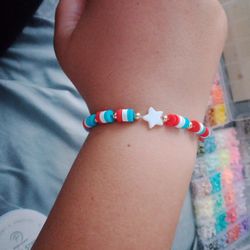 Red White And Blue Bracelet And Keychain 