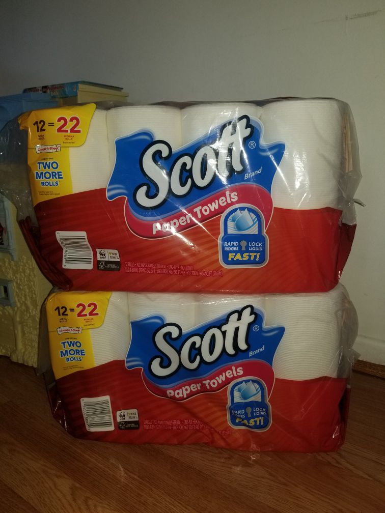 2 Pack Scott paper towels 12 rolls