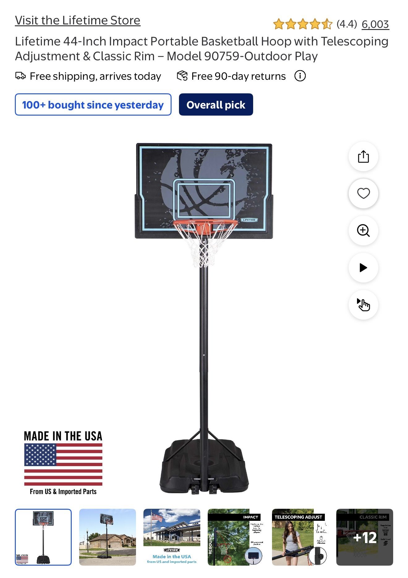 44 Inch Basketball Hoop