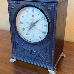 ANTIQUE ART DECO GE Telechron Autolarm Clock Bakelite Brass Red Dot