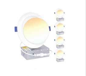 Ensenior Gimbal Led Recessed Lighting 6 inch 12W 5CCT Selectable 4 Pack, Dimmable, 90° Rotatable, Eyeball Recessed Lights, Angled Adjustable, Ceiling 
