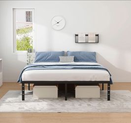 NEW JETO Metal Bed Frame,Queen Size Bed Frame with Storage Space,14 Inch
Heavy Duty Sturdy Mattress Foundation,Easy Assembly,No Box Spring Needed, Bla