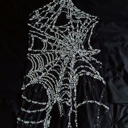 Sparkly Spider Web Mesh Jumpsuit
