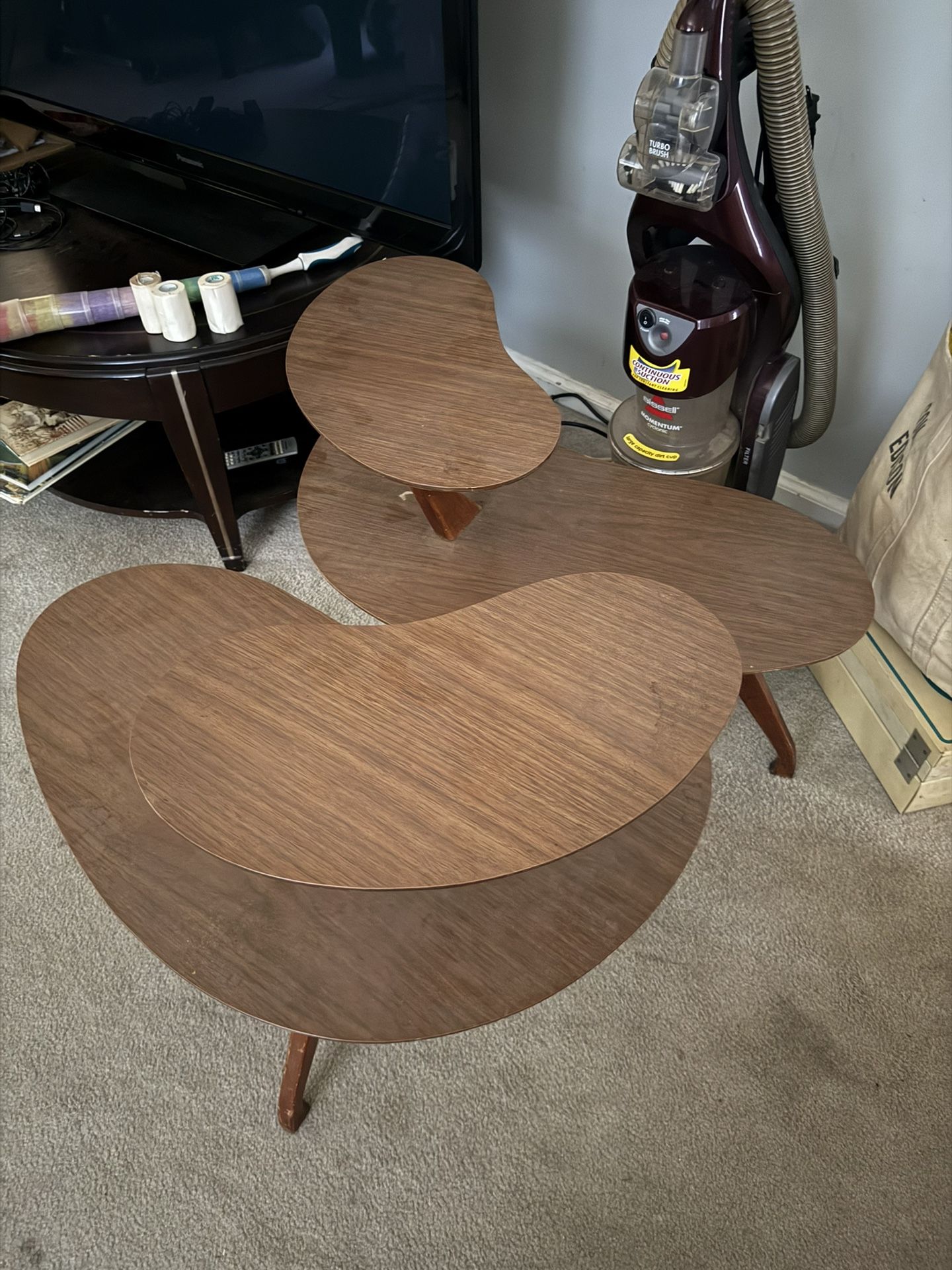 Midcentury Kidney End Tables, 2 Tier