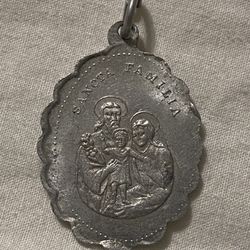 Vintage Catholic Religious Holy Medal - Sancta Trinitas / Sancta Familia