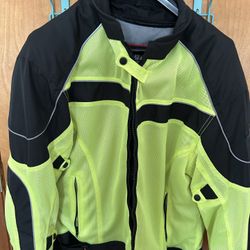Bilt Motorcycle Jacket with Safety Padding and Removable Liner. Safety Yellow with Black. Excellent condition 2XL