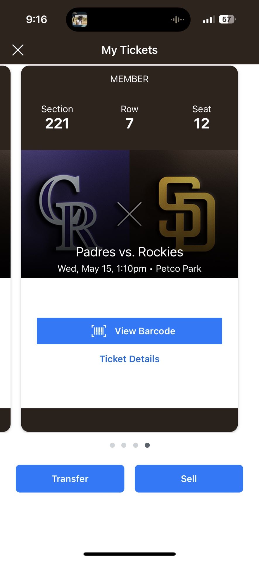 Padres tickets 5/15