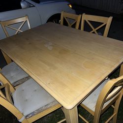 Wooden Table Six Chairs 