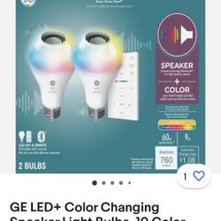 GE LED+ Color Changing Speaker Light Bulbs, 10 Color Options, Bluetooth Speaker

