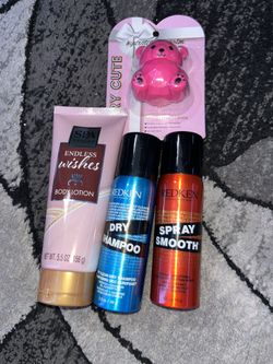 Travel size Redken, body lotion, lip balm