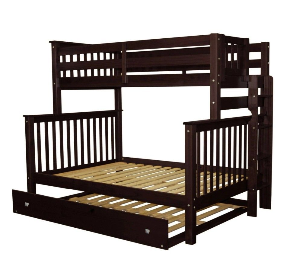 Twin Over Full Bunk Bed With Twin Trundle (No Ladder)