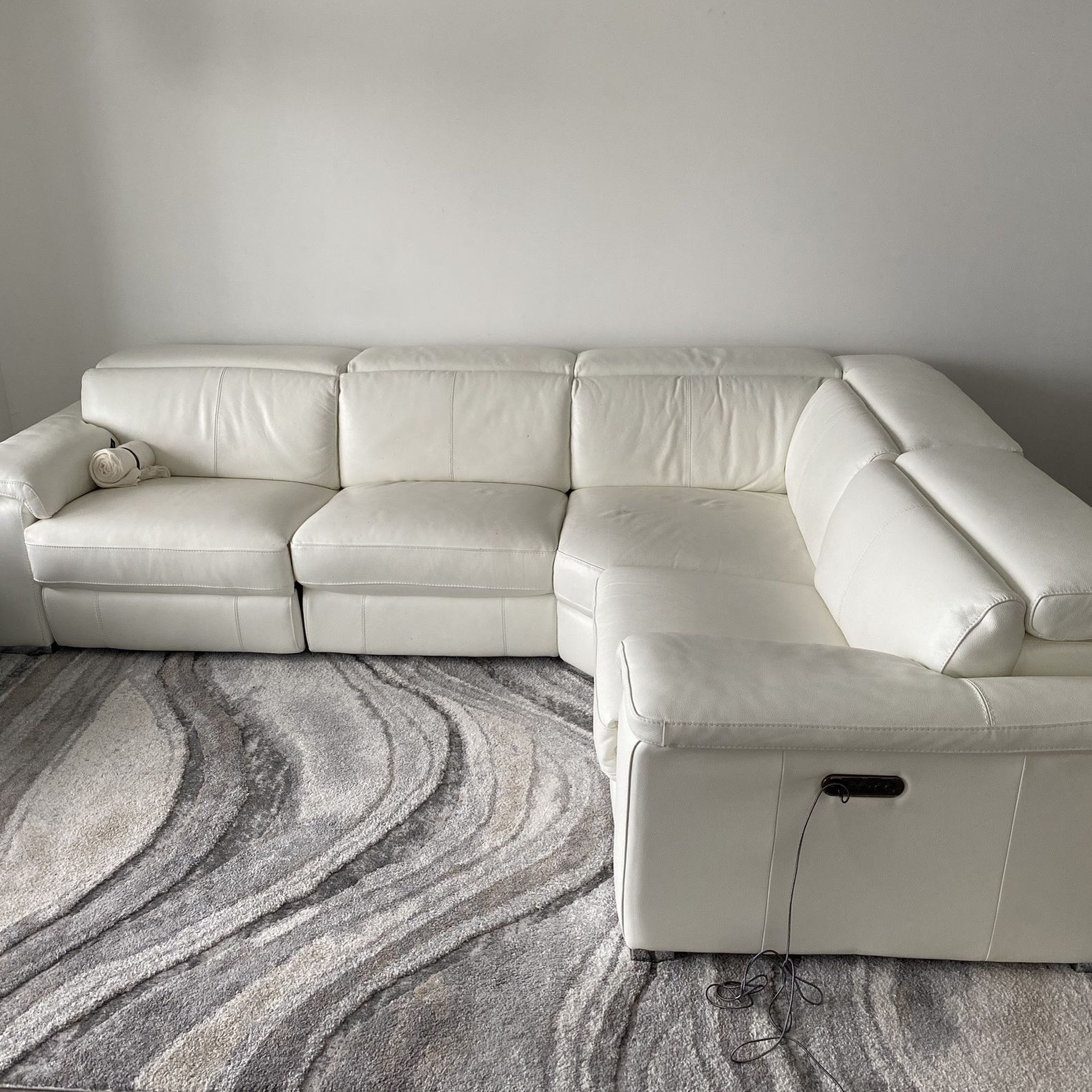 White Italian Leather Modern Sofa